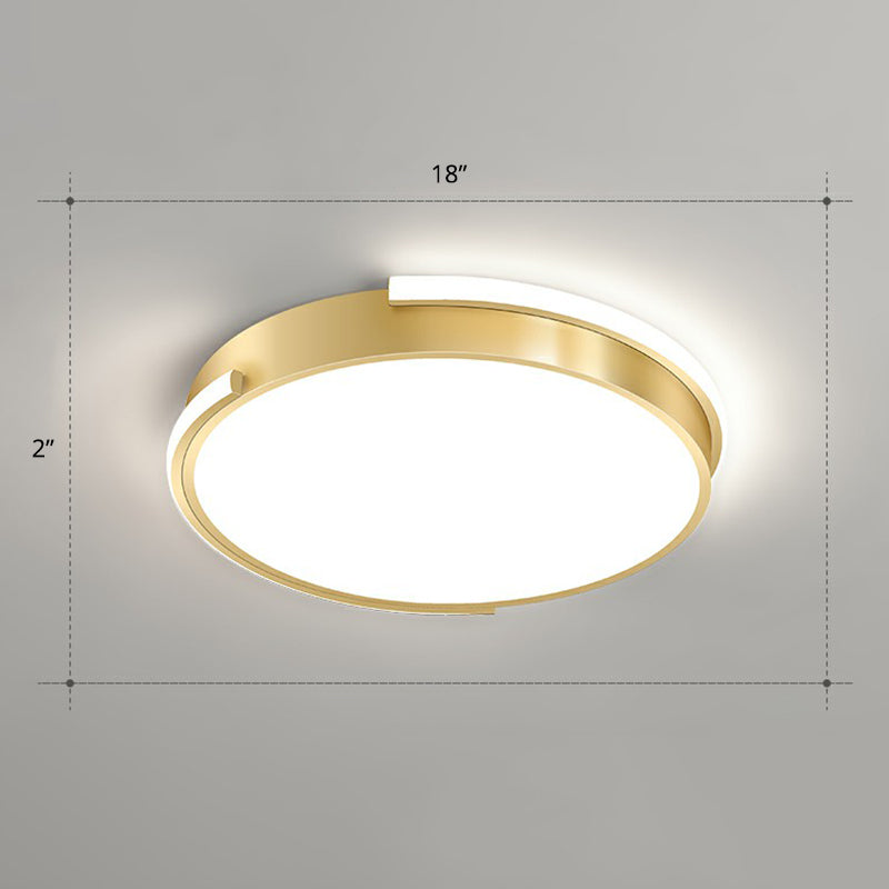 Metallic Geometric Shape Ceiling Lamp Minimalistic Brushed Gold LED Flush Mount Light Gold White Round Clearhalo 'Ceiling Lights' 'Close To Ceiling Lights' 'Close to ceiling' 'Flush mount' Lighting' 2327738