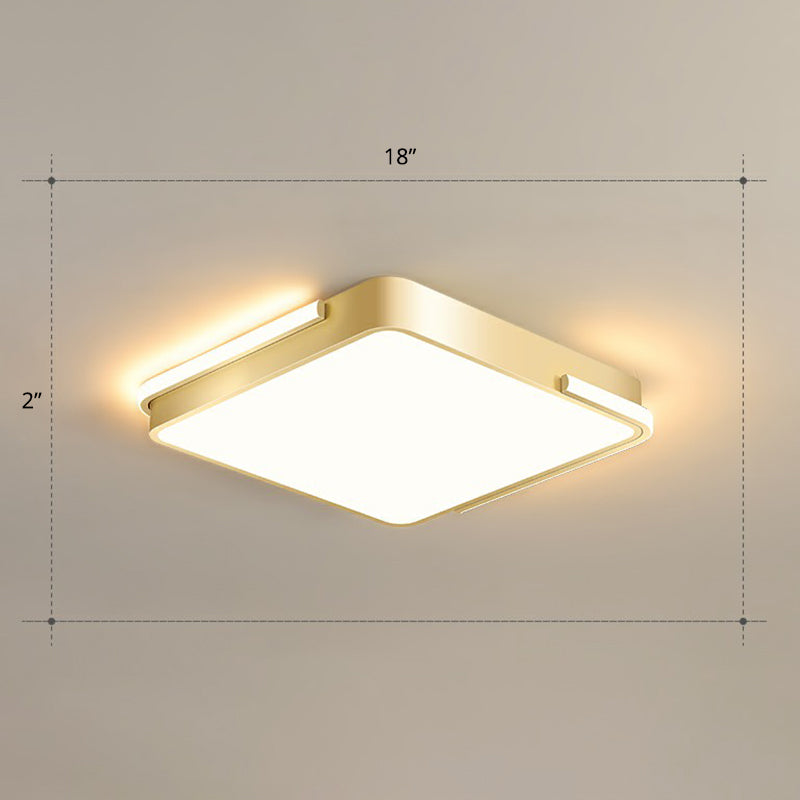 Metallic Geometric Shape Ceiling Lamp Minimalistic Brushed Gold LED Flush Mount Light Gold Warm Square Plate Clearhalo 'Ceiling Lights' 'Close To Ceiling Lights' 'Close to ceiling' 'Flush mount' Lighting' 2327744