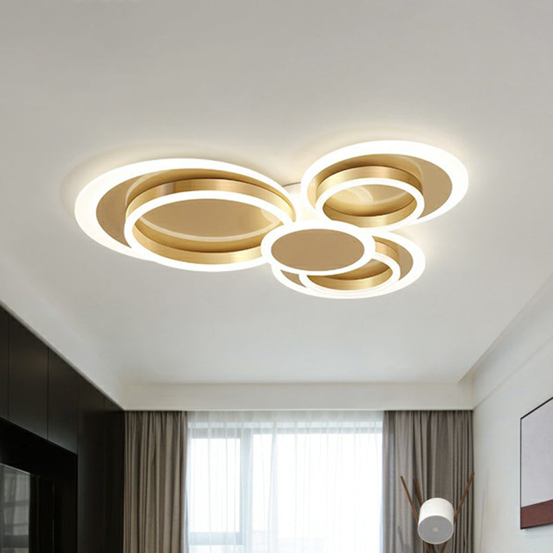 Metallic Ring Shaped Flushmount Light Contemporary Gold Finish LED Ceiling Mount Light Clearhalo 'Ceiling Lights' 'Close To Ceiling Lights' 'Close to ceiling' 'Flush mount' Lighting' 2327875