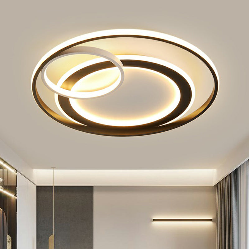 3-Ring Bedroom Ceiling Flush Mount Acrylic Minimalist LED Flush Light Fixture in Black Clearhalo 'Ceiling Lights' 'Close To Ceiling Lights' 'Close to ceiling' 'Flush mount' Lighting' 2327890