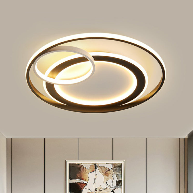 3-Ring Bedroom Ceiling Flush Mount Acrylic Minimalist LED Flush Light Fixture in Black Clearhalo 'Ceiling Lights' 'Close To Ceiling Lights' 'Close to ceiling' 'Flush mount' Lighting' 2327893