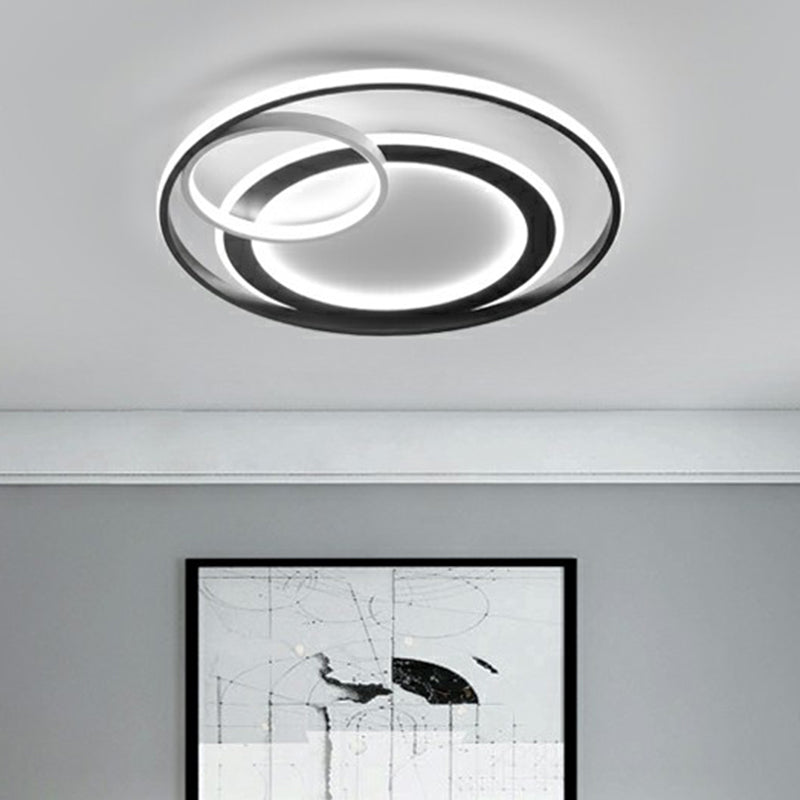 3-Ring Bedroom Ceiling Flush Mount Acrylic Minimalist LED Flush Light Fixture in Black Clearhalo 'Ceiling Lights' 'Close To Ceiling Lights' 'Close to ceiling' 'Flush mount' Lighting' 2327898