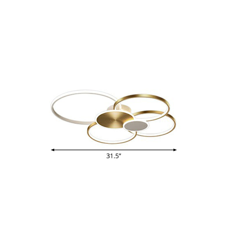 Metal Circular Flush Ceiling Light Modern LED Flush Mounted Lamp for Living Room Gold 31.5" Remote Control Stepless Dimming Clearhalo 'Ceiling Lights' 'Close To Ceiling Lights' 'Close to ceiling' 'Flush mount' Lighting' 2327916