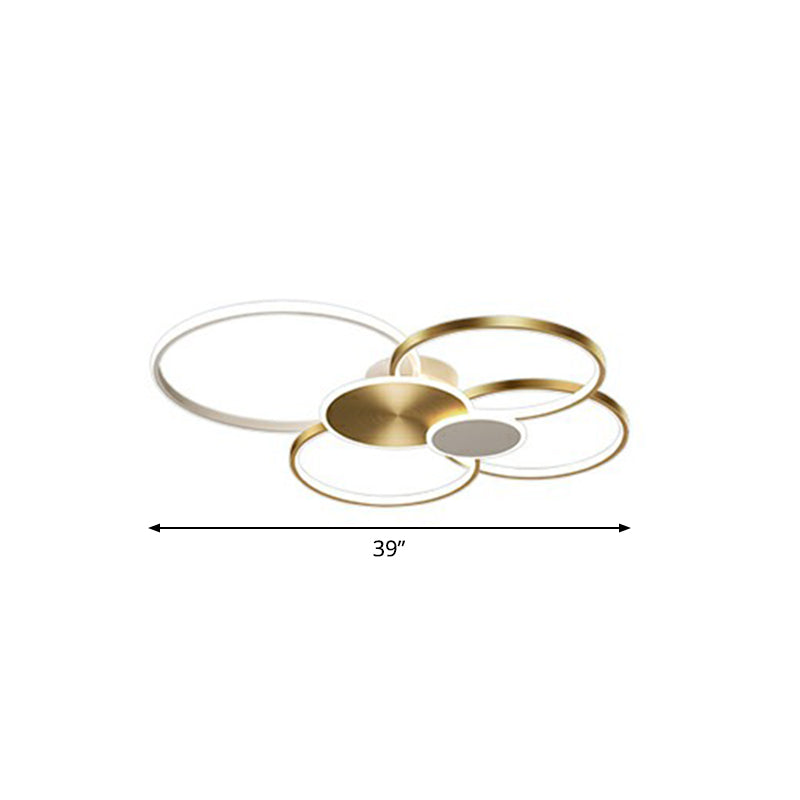Metal Circular Flush Ceiling Light Modern LED Flush Mounted Lamp for Living Room Gold 39" White Clearhalo 'Ceiling Lights' 'Close To Ceiling Lights' 'Close to ceiling' 'Flush mount' Lighting' 2327918