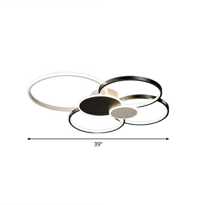 Metal Circular Flush Ceiling Light Modern LED Flush Mounted Lamp for Living Room Black 39" Remote Control Stepless Dimming Clearhalo 'Ceiling Lights' 'Close To Ceiling Lights' 'Close to ceiling' 'Flush mount' Lighting' 2327922