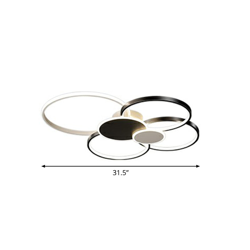 Metal Circular Flush Ceiling Light Modern LED Flush Mounted Lamp for Living Room Black 31.5" White Clearhalo 'Ceiling Lights' 'Close To Ceiling Lights' 'Close to ceiling' 'Flush mount' Lighting' 2327923