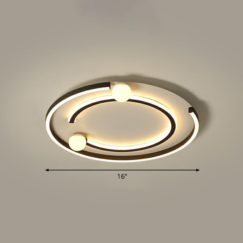 Geometric Bedroom LED Flush Light Acrylic Minimalistic Flush Ceiling Light in Black Black Remote Control Stepless Dimming Round Clearhalo 'Ceiling Lights' 'Close To Ceiling Lights' 'Close to ceiling' 'Flush mount' Lighting' 2327929