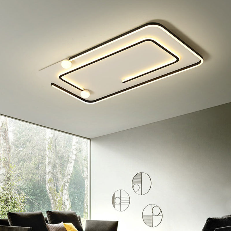 Geometric Bedroom LED Flush Light Acrylic Minimalistic Flush Ceiling Light in Black Clearhalo 'Ceiling Lights' 'Close To Ceiling Lights' 'Close to ceiling' 'Flush mount' Lighting' 2327930