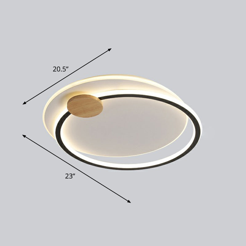 Big O Flush Mount Lighting Nordic Style Acrylic Bedroom LED Ceiling Mount Light Fixture Black 20.5" Third Gear Clearhalo 'Ceiling Lights' 'Close To Ceiling Lights' 'Close to ceiling' 'Flush mount' Lighting' 2327944
