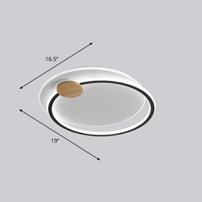 Big O Flush Mount Lighting Nordic Style Acrylic Bedroom LED Ceiling Mount Light Fixture Black 16.5" White Clearhalo 'Ceiling Lights' 'Close To Ceiling Lights' 'Close to ceiling' 'Flush mount' Lighting' 2327947