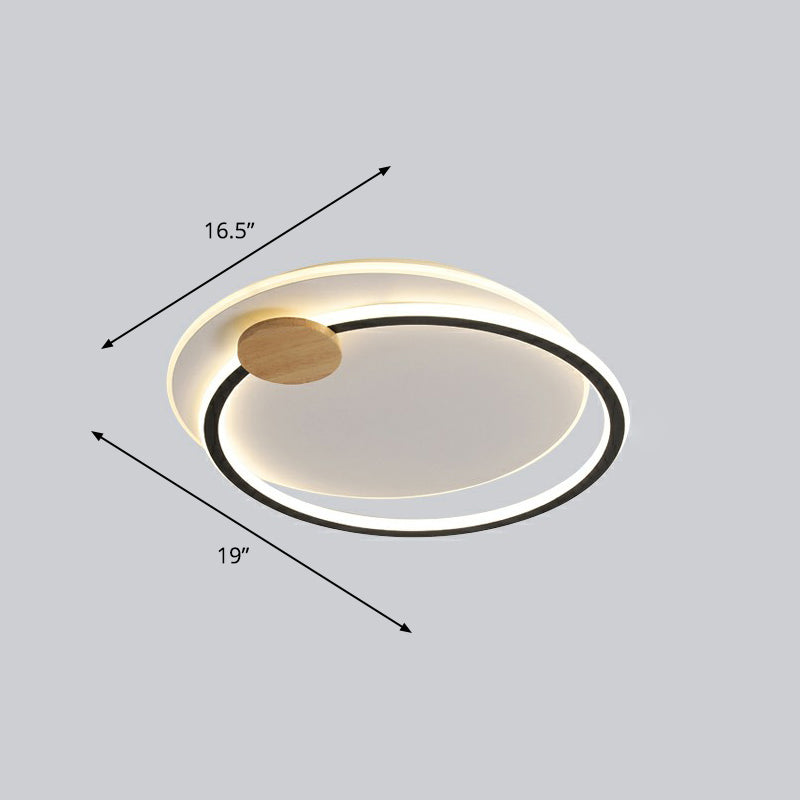 Big O Flush Mount Lighting Nordic Style Acrylic Bedroom LED Ceiling Mount Light Fixture Black 16.5" Third Gear Clearhalo 'Ceiling Lights' 'Close To Ceiling Lights' 'Close to ceiling' 'Flush mount' Lighting' 2327950