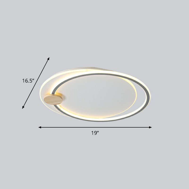 Big O Flush Mount Lighting Nordic Style Acrylic Bedroom LED Ceiling Mount Light Fixture Grey 16.5" Warm Clearhalo 'Ceiling Lights' 'Close To Ceiling Lights' 'Close to ceiling' 'Flush mount' Lighting' 2327953