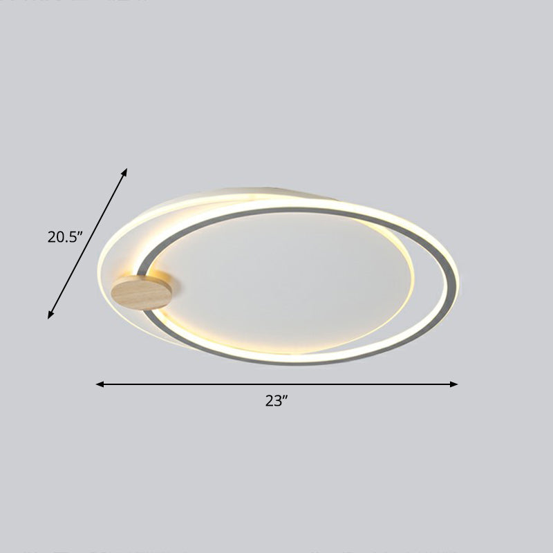 Big O Flush Mount Lighting Nordic Style Acrylic Bedroom LED Ceiling Mount Light Fixture Grey 20.5" Warm Clearhalo 'Ceiling Lights' 'Close To Ceiling Lights' 'Close to ceiling' 'Flush mount' Lighting' 2327957