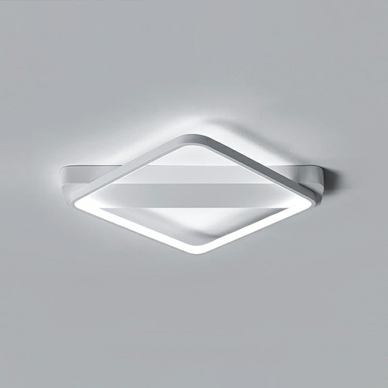 Minimalistic Geometric Led Flush Mount Light Fixture Acrylic Bedroom Ceiling Light in White White 21.5" Rhombus Clearhalo 'Ceiling Lights' 'Close To Ceiling Lights' 'Close to ceiling' 'Flush mount' Lighting' 2327982