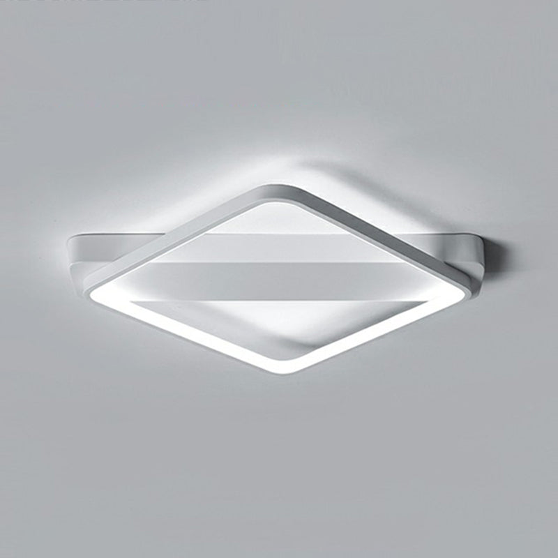 Minimalistic Geometric Led Flush Mount Light Fixture Acrylic Bedroom Ceiling Light in White White 25.5" Rhombus Clearhalo 'Ceiling Lights' 'Close To Ceiling Lights' 'Close to ceiling' 'Flush mount' Lighting' 2327984