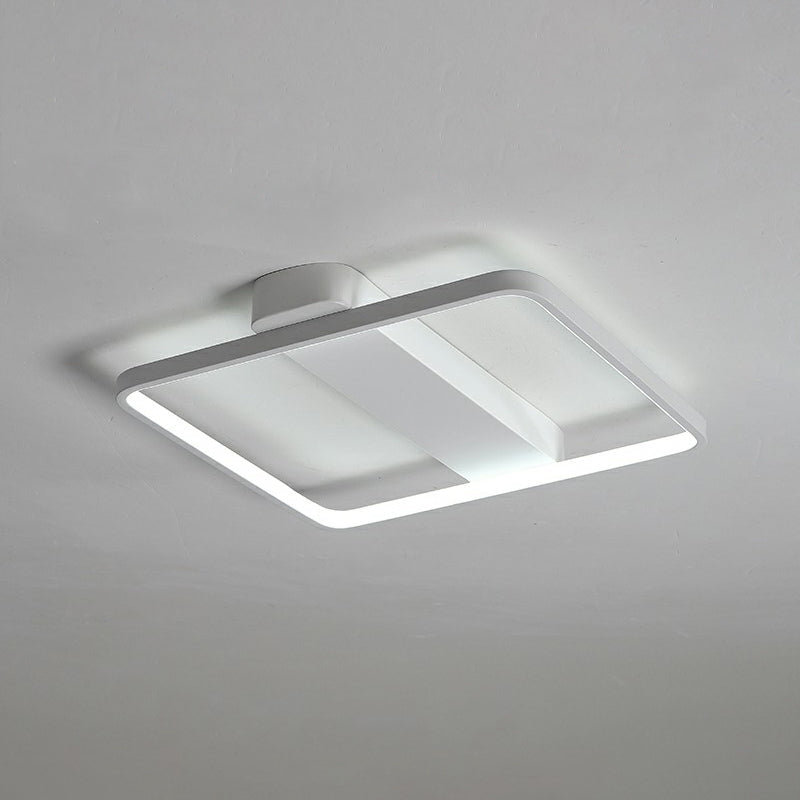 Minimalistic Geometric Led Flush Mount Light Fixture Acrylic Bedroom Ceiling Light in White White 18" Square Plate Clearhalo 'Ceiling Lights' 'Close To Ceiling Lights' 'Close to ceiling' 'Flush mount' Lighting' 2327985