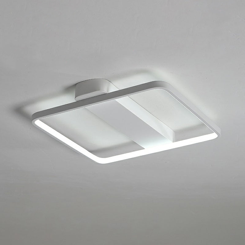 Minimalistic Geometric Led Flush Mount Light Fixture Acrylic Bedroom Ceiling Light in White White 21.5" Square Plate Clearhalo 'Ceiling Lights' 'Close To Ceiling Lights' 'Close to ceiling' 'Flush mount' Lighting' 2327986