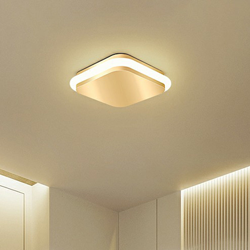Geometric Foyer Flushmount Lighting Acrylic Simple Style LED Ceiling Mount Light in Gold Clearhalo 'Ceiling Lights' 'Close To Ceiling Lights' 'Close to ceiling' 'Flush mount' Lighting' 2327987