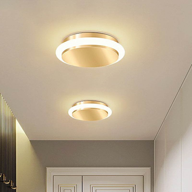 Geometric Foyer Flushmount Lighting Acrylic Simple Style LED Ceiling Mount Light in Gold Clearhalo 'Ceiling Lights' 'Close To Ceiling Lights' 'Close to ceiling' 'Flush mount' Lighting' 2327994