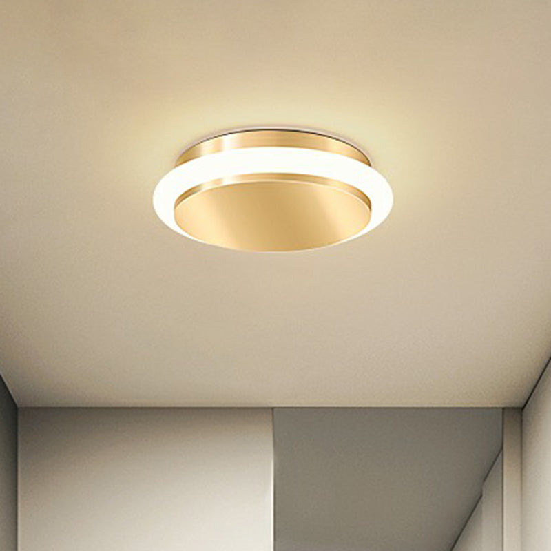 Geometric Foyer Flushmount Lighting Acrylic Simple Style LED Ceiling Mount Light in Gold Clearhalo 'Ceiling Lights' 'Close To Ceiling Lights' 'Close to ceiling' 'Flush mount' Lighting' 2327996
