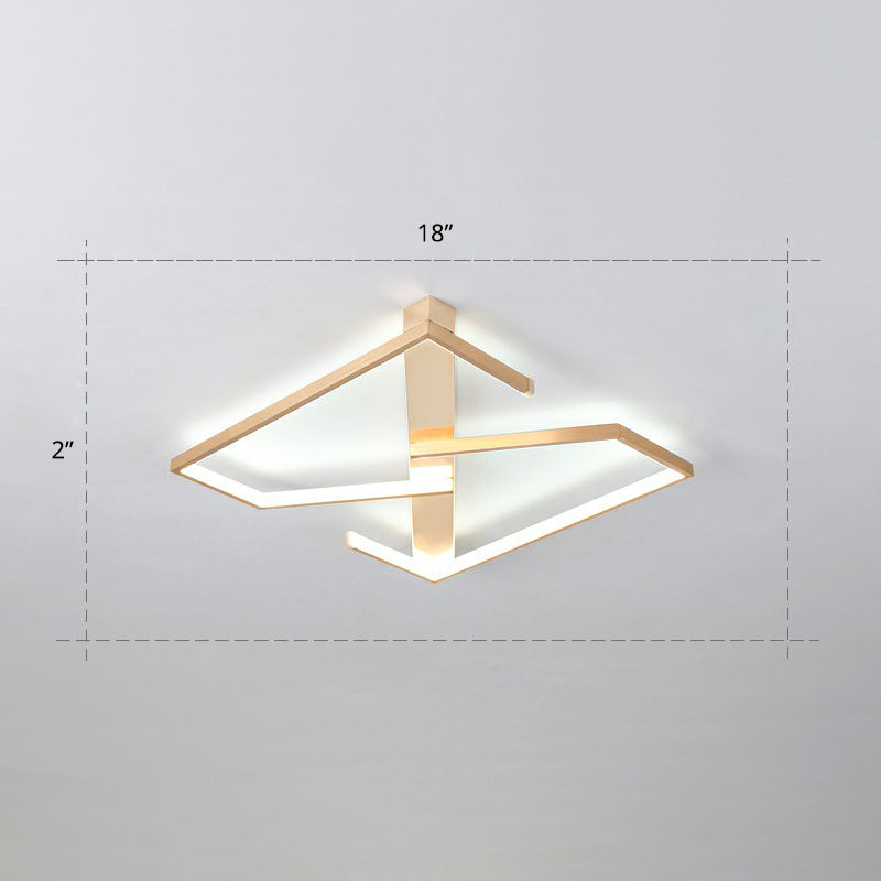 Z-Like Ceiling Mounted Light Fixture Simplicity Metal Bedroom LED Flush Mount in Gold Gold 18" White Clearhalo 'Ceiling Lights' 'Close To Ceiling Lights' 'Close to ceiling' 'Flush mount' Lighting' 2328081