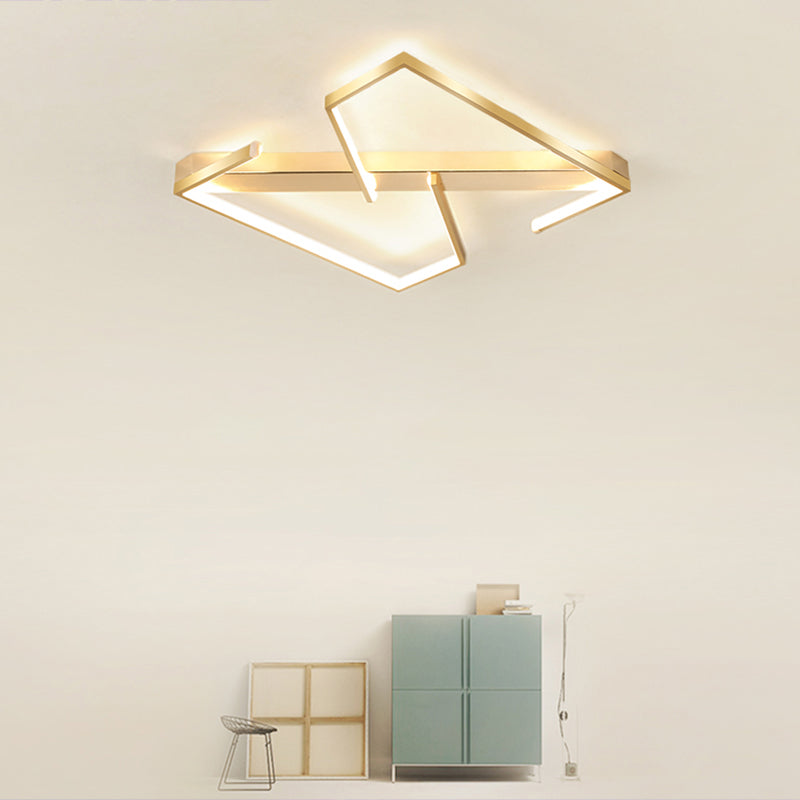 Z-Like Ceiling Mounted Light Fixture Simplicity Metal Bedroom LED Flush Mount in Gold Clearhalo 'Ceiling Lights' 'Close To Ceiling Lights' 'Close to ceiling' 'Flush mount' Lighting' 2328083