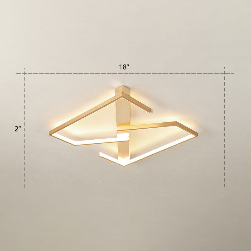 Z-Like Ceiling Mounted Light Fixture Simplicity Metal Bedroom LED Flush Mount in Gold Gold 18" Warm Clearhalo 'Ceiling Lights' 'Close To Ceiling Lights' 'Close to ceiling' 'Flush mount' Lighting' 2328090