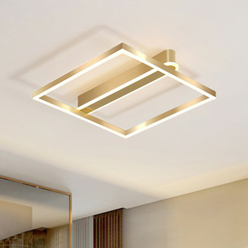 Square Shaped Flush Mount Ceiling Fixture Simple Acrylic Gold LED Flush Light for Bedroom Clearhalo 'Ceiling Lights' 'Close To Ceiling Lights' 'Close to ceiling' 'Flush mount' Lighting' 2328107