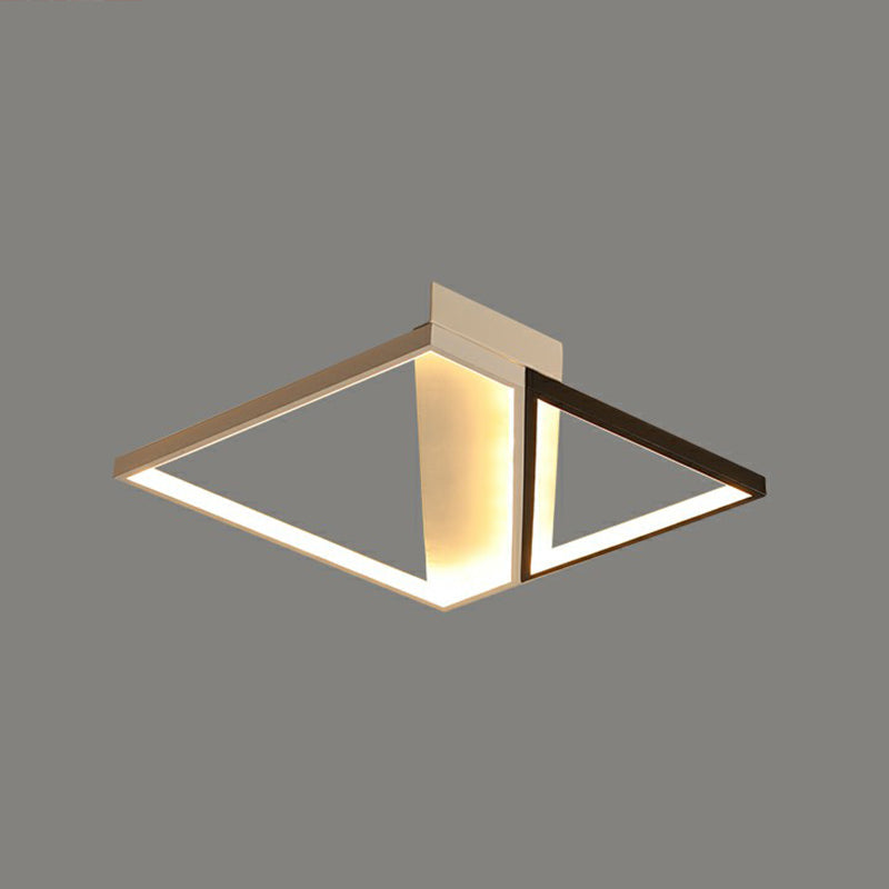Black and White Frame LED Flushmount Lighting Minimalism Metal Ceiling Flush Light for Bedroom Black 20.5" Remote Control Stepless Dimming Clearhalo 'Ceiling Lights' 'Close To Ceiling Lights' 'Close to ceiling' 'Flush mount' Lighting' 2328133
