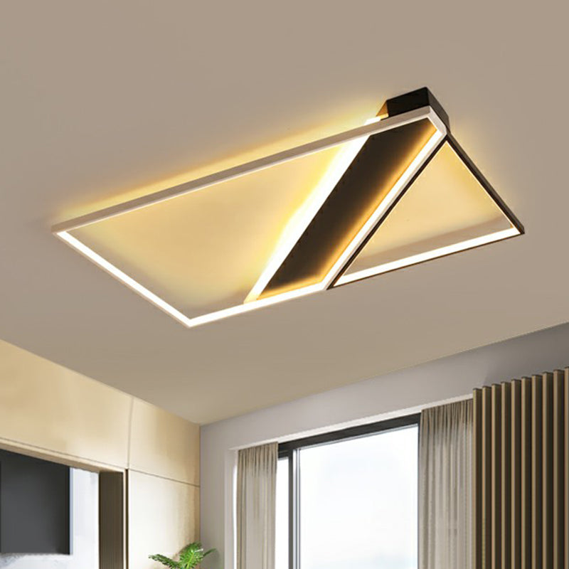 Black and White Frame LED Flushmount Lighting Minimalism Metal Ceiling Flush Light for Bedroom Clearhalo 'Ceiling Lights' 'Close To Ceiling Lights' 'Close to ceiling' 'Flush mount' Lighting' 2328136