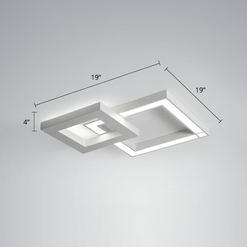 Nordic Style Frame Ceiling Light Fixture Metal Living Room LED Flush Mount in White White 19" White Clearhalo 'Ceiling Lights' 'Close To Ceiling Lights' 'Close to ceiling' 'Flush mount' Lighting' 2328147