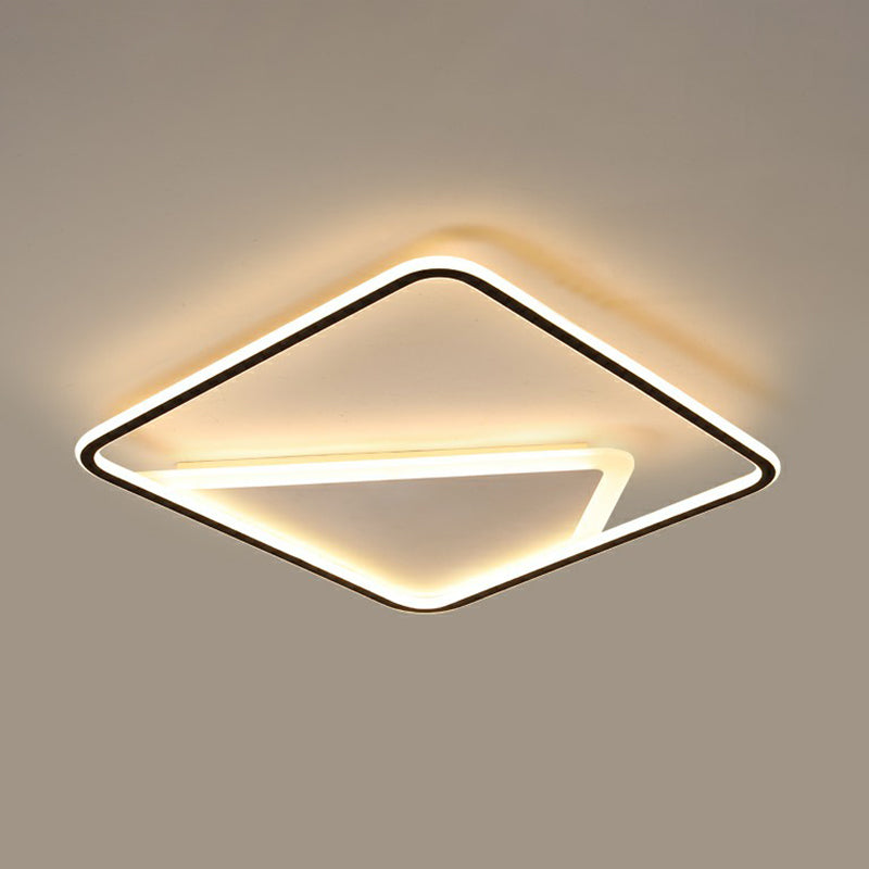 Square Ceiling Mount Light Fixture Simplicity Acrylic Black Flush Mount for Bedroom Black 21.5" Warm Clearhalo 'Ceiling Lights' 'Close To Ceiling Lights' 'Close to ceiling' 'Flush mount' Lighting' 2328163