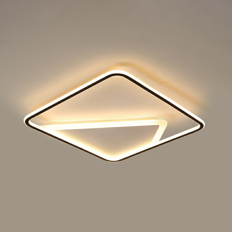 Square Ceiling Mount Light Fixture Simplicity Acrylic Black Flush Mount for Bedroom Black 18" Warm Clearhalo 'Ceiling Lights' 'Close To Ceiling Lights' 'Close to ceiling' 'Flush mount' Lighting' 2328168