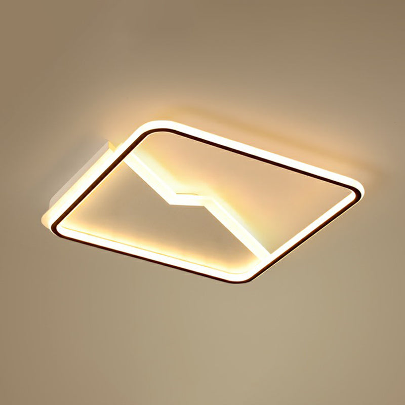 Modern Square LED Ceiling Mount Lamp Aluminum Bedroom Flush Mounted Light Fixture Black 24.5" Clearhalo 'Ceiling Lights' 'Close To Ceiling Lights' 'Close to ceiling' 'Flush mount' Lighting' 2328174