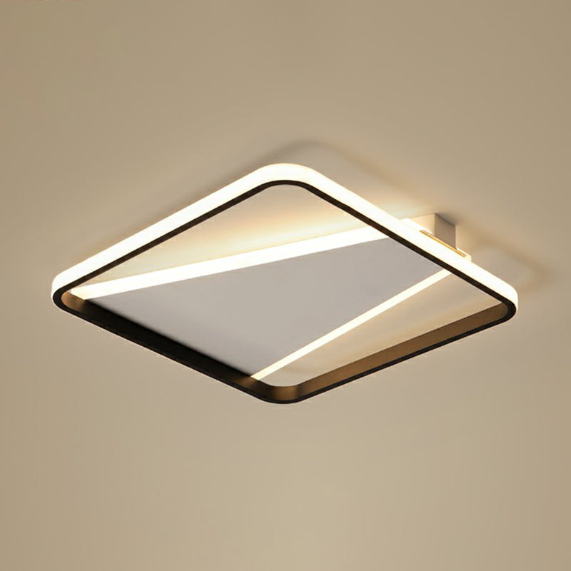 Black Square Shaped Flushmount Light Minimalism Acrylic LED Flush Mount Ceiling Light Black 20.5" Clearhalo 'Ceiling Lights' 'Close To Ceiling Lights' 'Close to ceiling' 'Flush mount' Lighting' 2328184
