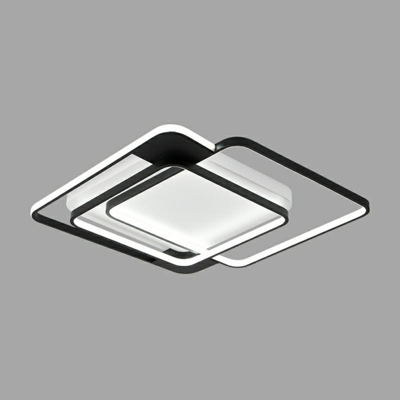 Stacked Ceiling Flush Mount Light Modern Metal Black Square LED Flushmount for Bedroom Black 20.5" Third Gear Clearhalo 'Ceiling Lights' 'Close To Ceiling Lights' 'Close to ceiling' 'Flush mount' Lighting' 2328191