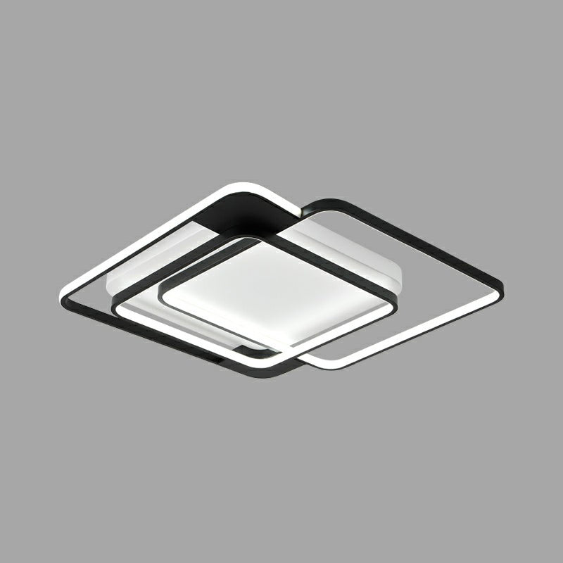 Stacked Ceiling Flush Mount Light Modern Metal Black Square LED Flushmount for Bedroom Black 16.5" Third Gear Clearhalo 'Ceiling Lights' 'Close To Ceiling Lights' 'Close to ceiling' 'Flush mount' Lighting' 2328198