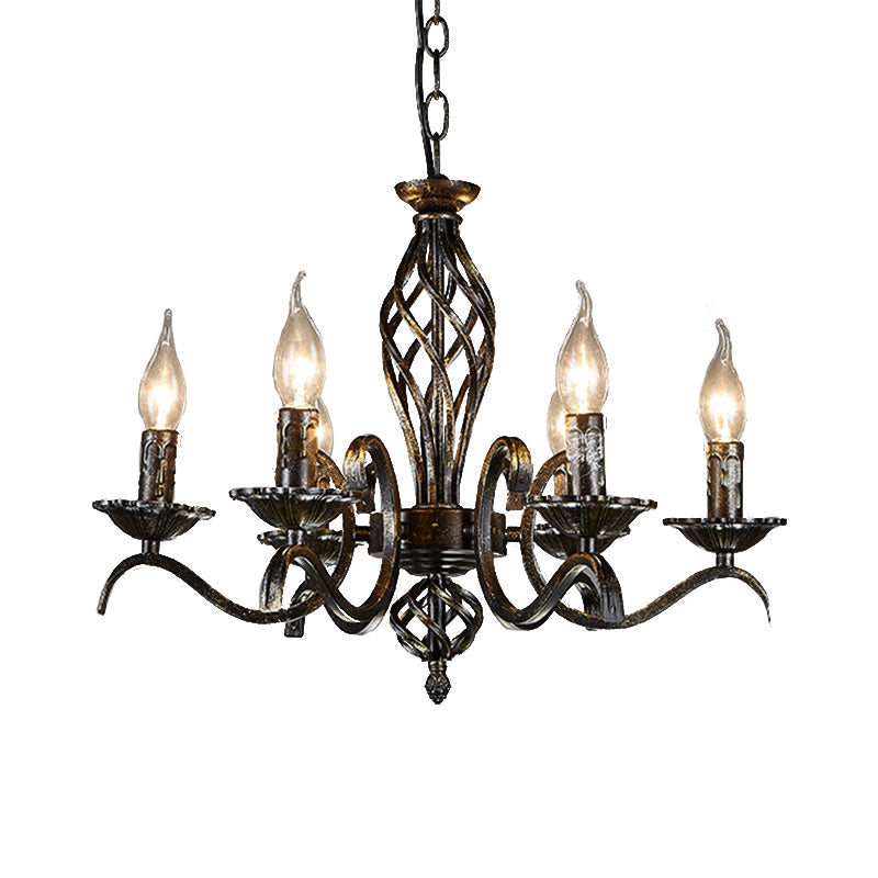 Candle Hanging Lamp Traditional Metal 6 Bulbs Black Chandelier Pendant Light for Kitchen Island Clearhalo 'Ceiling Lights' 'Chandeliers' Lighting' options 232860