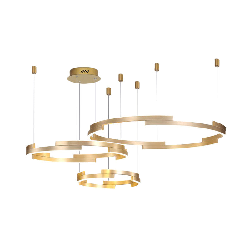 Round Acrylic Chandelier Lamp Contemporary Led Gold Hanging Ceiling Light in White/Warm Light Clearhalo 'Ceiling Lights' 'Chandeliers' 'Modern Chandeliers' 'Modern' Lighting' 232932