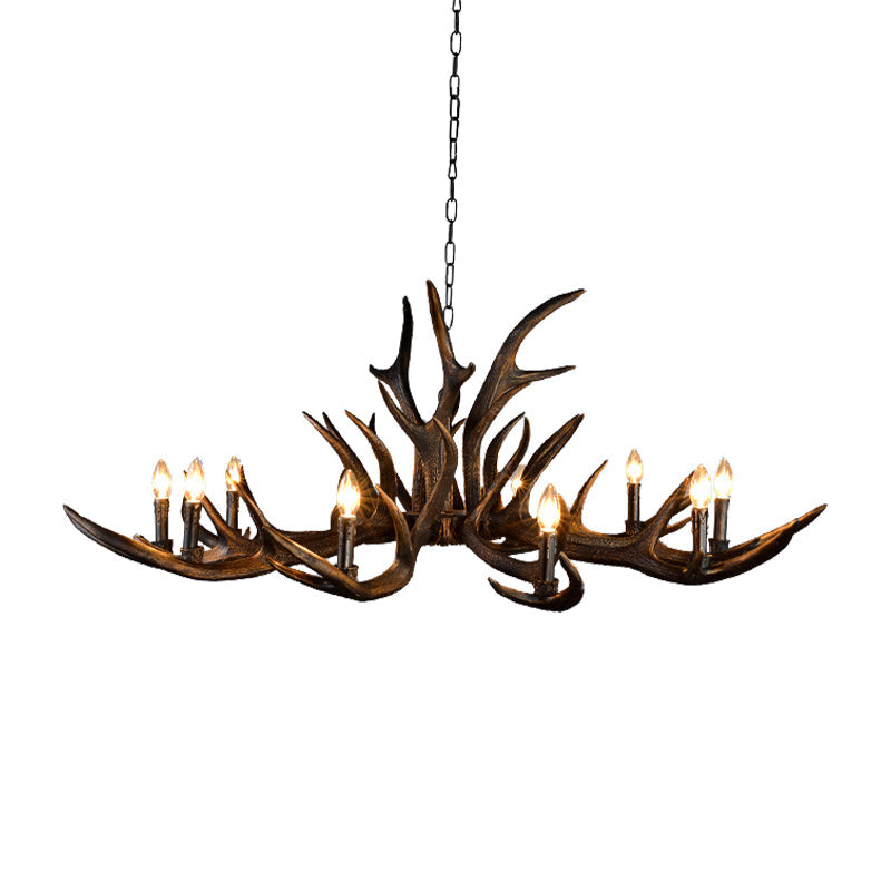 Traditional Candle Hanging Lamp 6/10/15 Bulbs Resin Chandelier Light Fixture in Black for Store Clearhalo 'Ceiling Lights' 'Chandeliers' Lighting' options 233176