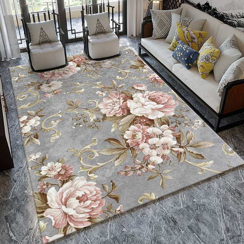 Formal Living Room Rug Multi Color Plant Print Indoor Rug Polypropylene Anti-Slip Backing Pet Friendly Carpet Clearhalo 'Area Rug' 'Modern' 'Rugs' Rug' 2333241
