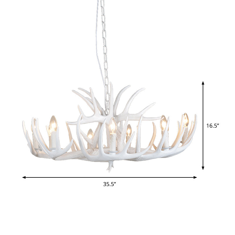 4/6/9 Lights Chandelier Lighting Fixture Rural Candle Resin Ceiling Suspension Lamp in White for Restaurant Clearhalo 'Ceiling Lights' 'Chandeliers' Lighting' options 233357