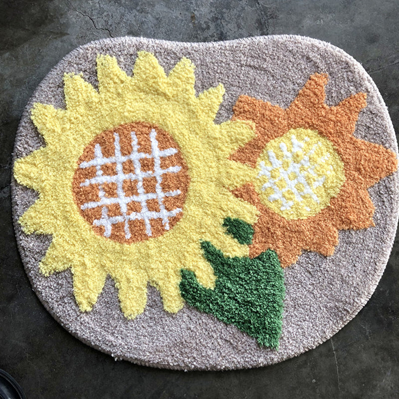 Calming Bedroom Rug Multi Colored Flower Printed Indoor Rug Non-Slip Backing Stain-Resistant Area Carpet Camel 1'8" x 2' Clearhalo 'Area Rug' 'Rug' 2335052