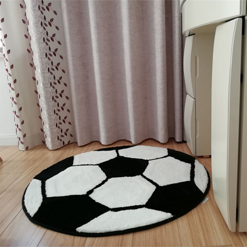 Casual Kids Bedroom Rug Multi Colored 3D Print Indoor Rug Polyster Anti-Slip Backing Pet Friendly Area Carpet Black 2'7" x 2'7" Clearhalo 'Area Rug' 'Rug' 2335074