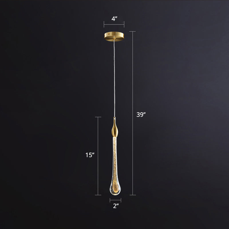 Stylish Modern Droplet Ceiling Hang Light Crystal Living Room LED Pendant Light in Gold Gold Clearhalo 'Ceiling Lights' 'Modern Pendants' 'Modern' 'Pendant Lights' 'Pendants' Lighting' 2335855