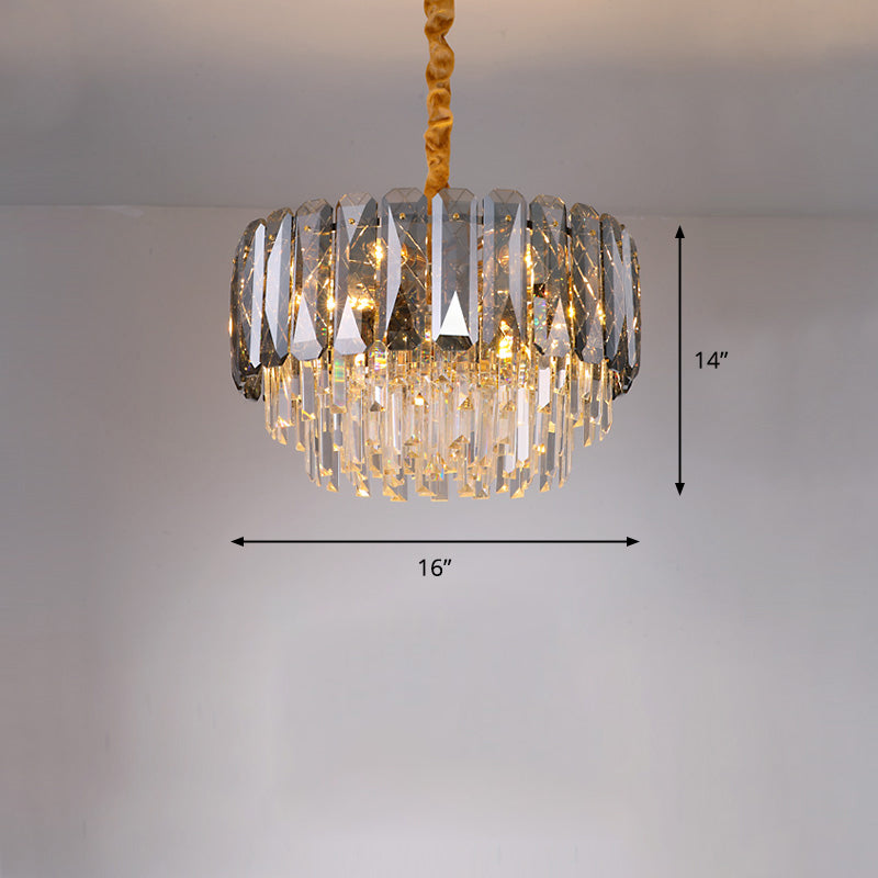 Clear Crystal Layers Chandelier Lighting Contemporary Ceiling Pendant Light for Bedroom Clear 16" Clearhalo 'Ceiling Lights' 'Chandeliers' 'Clear' 'Industrial' 'Modern Chandeliers' 'Modern' 'Tiffany' 'Traditional Chandeliers' Lighting' 2335962