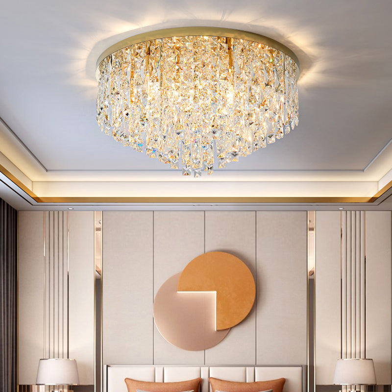 Round Beveled K9 Crystal Ceiling Lamp Modernism Flush Mounted Light for Living Room Clearhalo 'Ceiling Lights' 'Close To Ceiling Lights' 'Close to ceiling' 'Flush mount' Lighting' 2336136