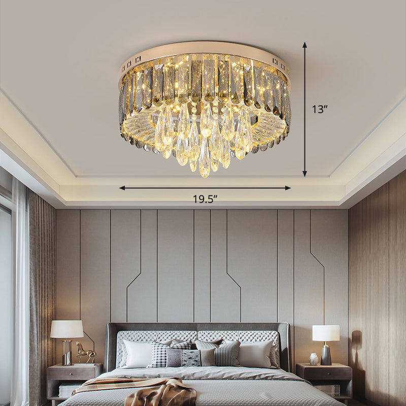 Bedroom LED Ceiling Lighting Minimalist Clear Flush Mount with Round Crystal Shade Clear Water Drop Clearhalo 'Ceiling Lights' 'Close To Ceiling Lights' 'Close to ceiling' 'Flush mount' Lighting' 2336154