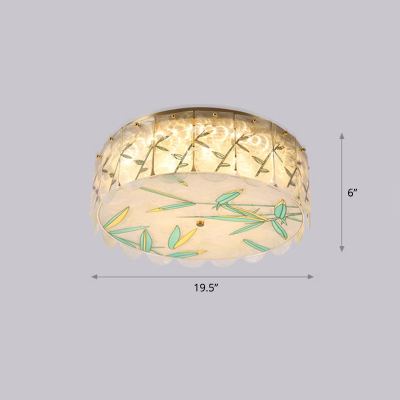 Hand-Paint Drum Shaped Flush Light Novelty Modern Crystal Bedroom LED Ceiling Fixture in Gold Gold Leaf Clearhalo 'Ceiling Lights' 'Close To Ceiling Lights' 'Close to ceiling' 'Flush mount' Lighting' 2336242