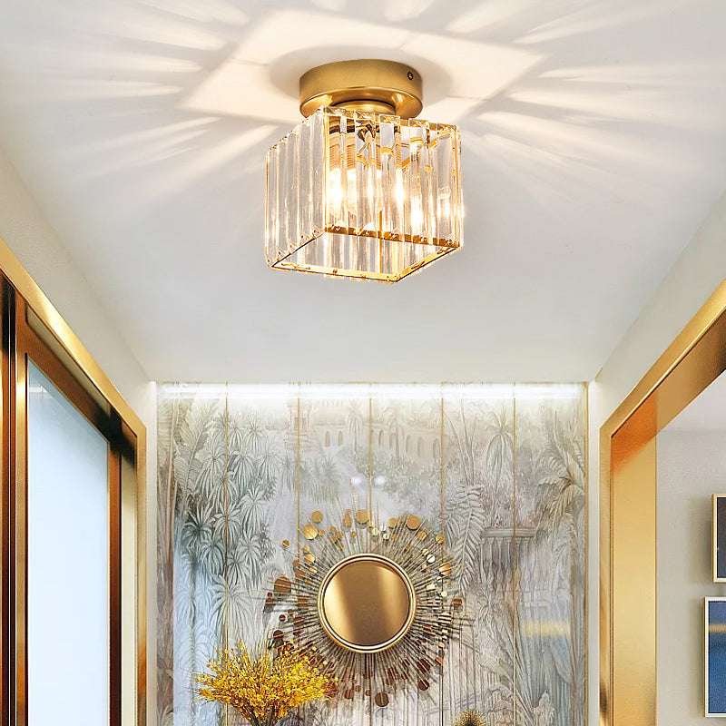 Small Ceiling Mounted Light Modern Crystal 1-Light Corridor Semi Flush Mount Lamp Clearhalo 'Ceiling Lights' 'Close To Ceiling Lights' 'Close to ceiling' 'Semi-flushmount' Lighting' 2336283